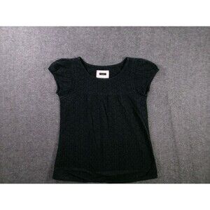 Sanctuary Top Women Extra Small Black Eyelet Scoop Neck Short Cap Sleeve Summer